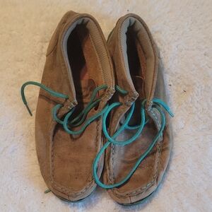 Kids Tan Shoes with Green Laces